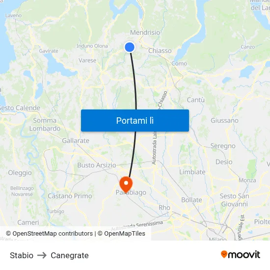 Stabio to Canegrate map