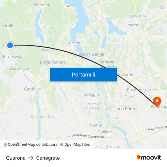 Quarona to Canegrate map