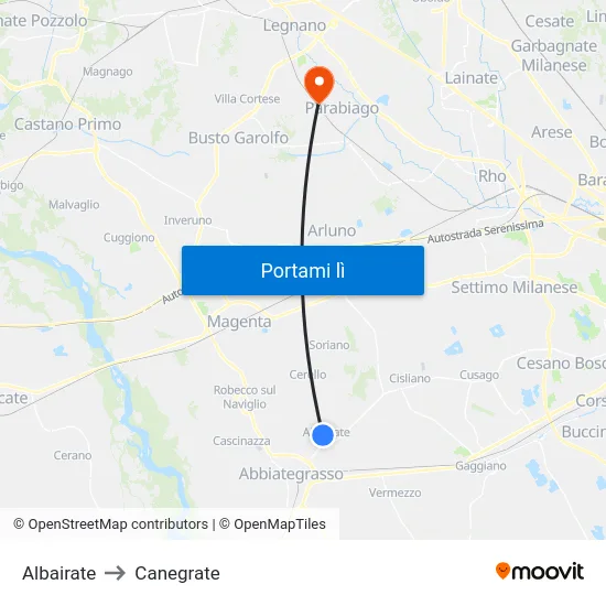 Albairate to Canegrate map