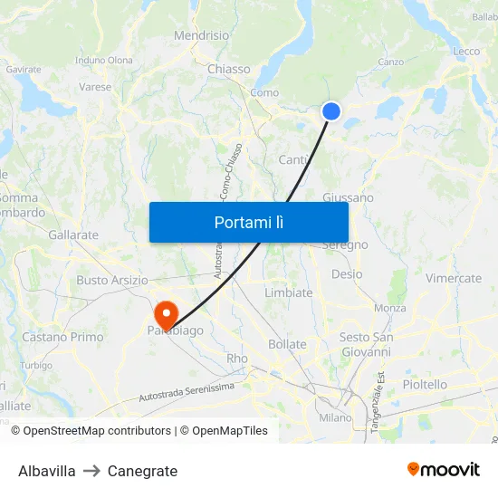 Albavilla to Canegrate map