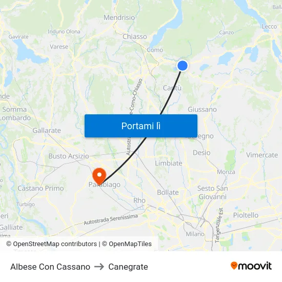 Albese Con Cassano to Canegrate map
