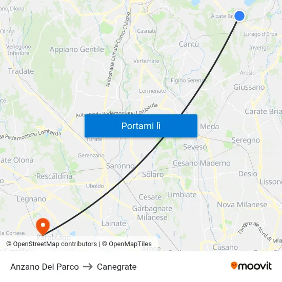 Anzano Del Parco to Canegrate map