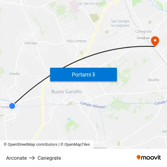 Arconate to Canegrate map