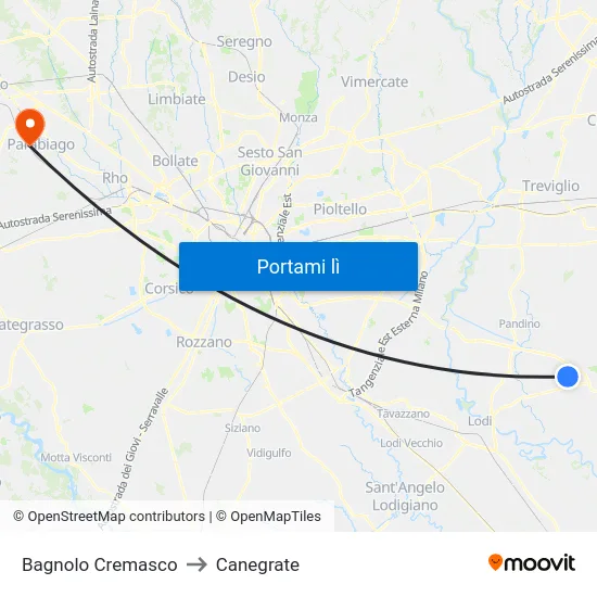 Bagnolo Cremasco to Canegrate map
