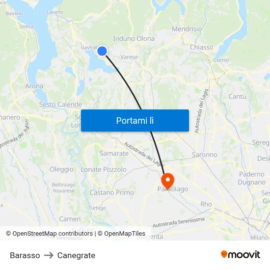 Barasso to Canegrate map