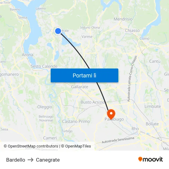 Bardello to Canegrate map