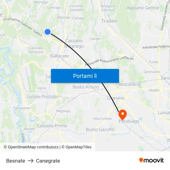 Besnate to Canegrate map