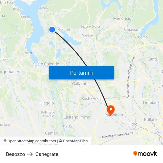 Besozzo to Canegrate map