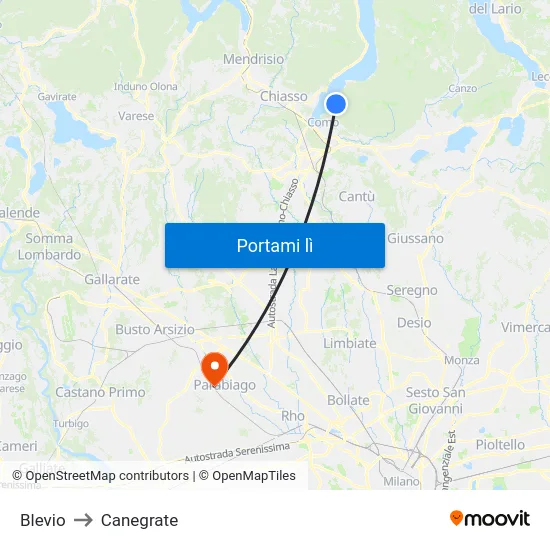 Blevio to Canegrate map