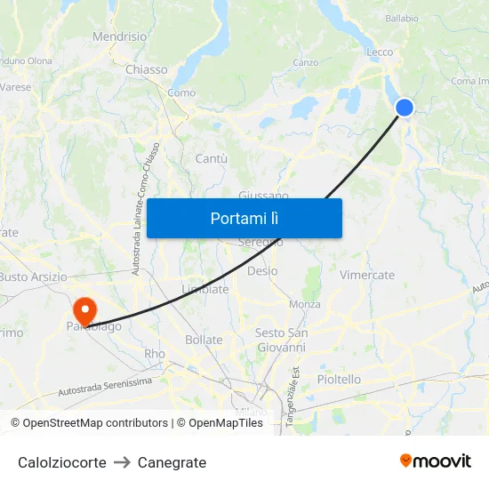 Calolziocorte to Canegrate map