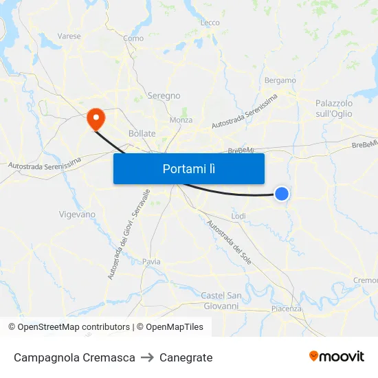 Campagnola Cremasca to Canegrate map