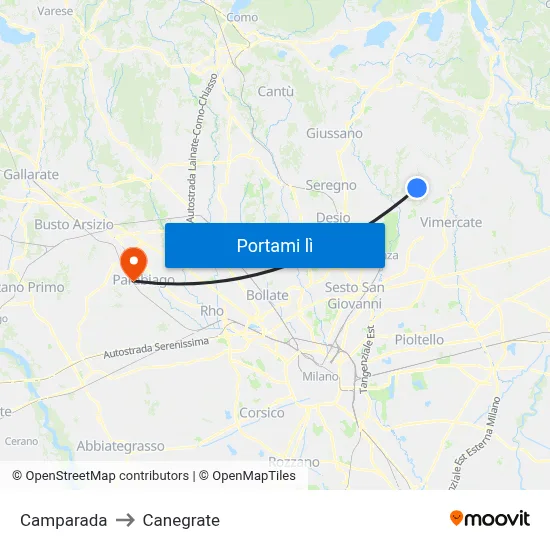 Camparada to Canegrate map