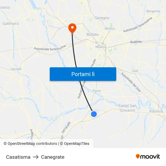 Casatisma to Canegrate map