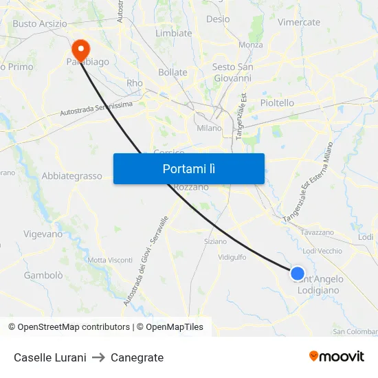 Caselle Lurani to Canegrate map