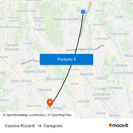 Cassina Rizzardi to Canegrate map