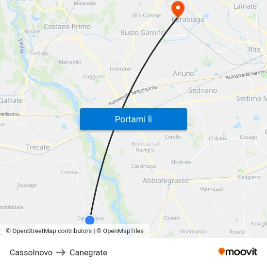 Cassolnovo to Canegrate map