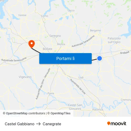 Castel Gabbiano to Canegrate map