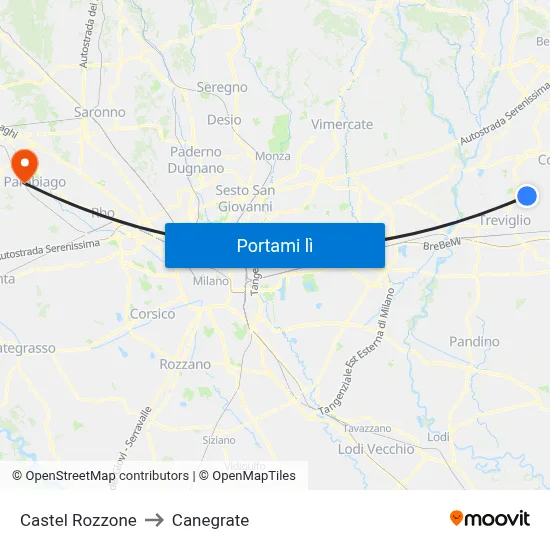 Castel Rozzone to Canegrate map