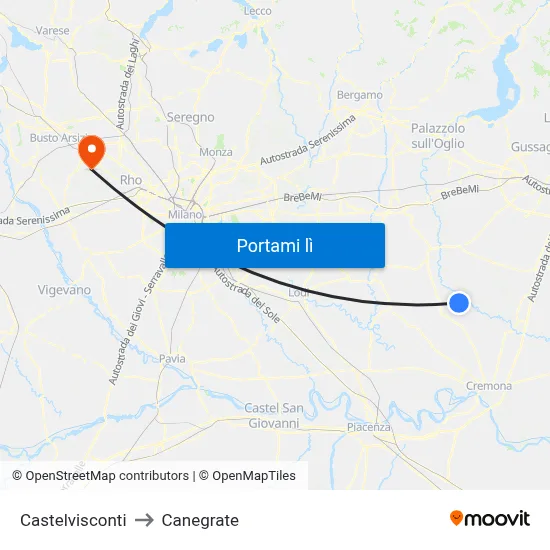 Castelvisconti to Canegrate map
