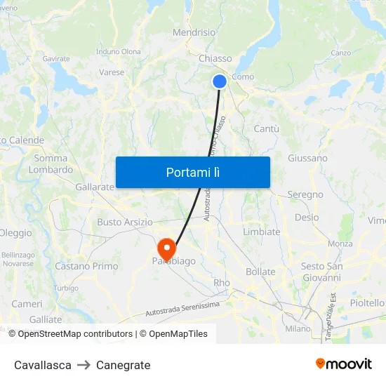 Cavallasca to Canegrate map