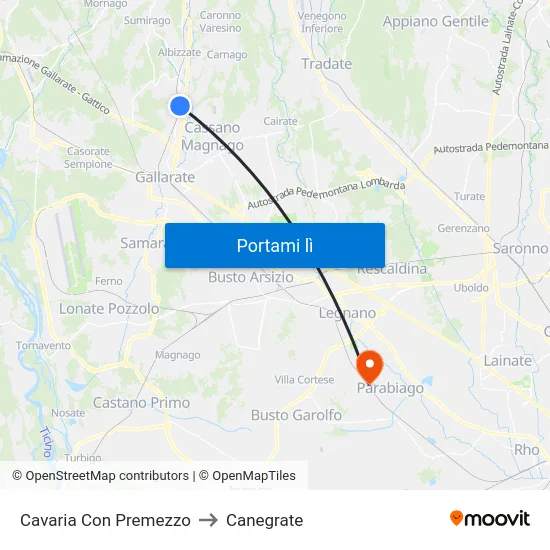 Cavaria Con Premezzo to Canegrate map