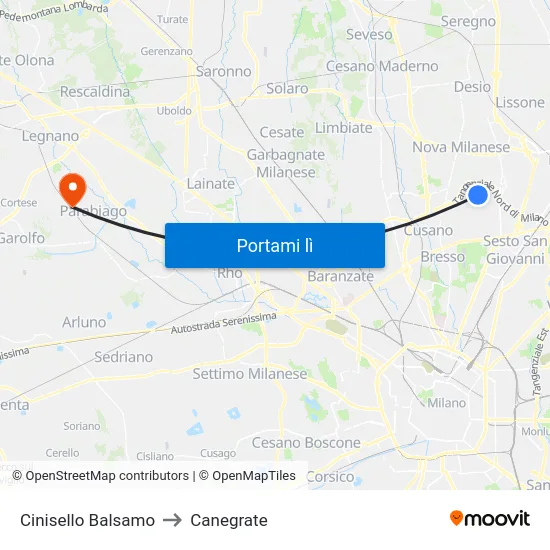 Cinisello Balsamo to Canegrate map