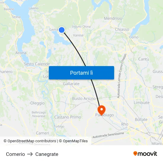 Comerio to Canegrate map