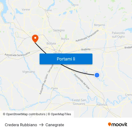 Credera Rubbiano to Canegrate map