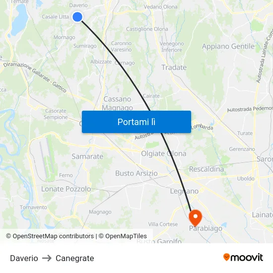 Daverio to Canegrate map