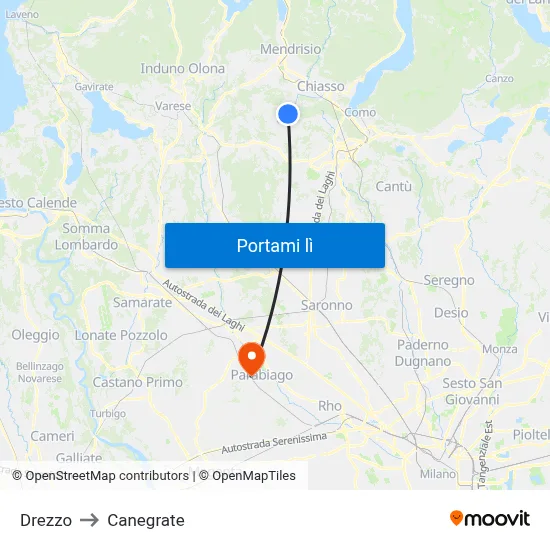Drezzo to Canegrate map