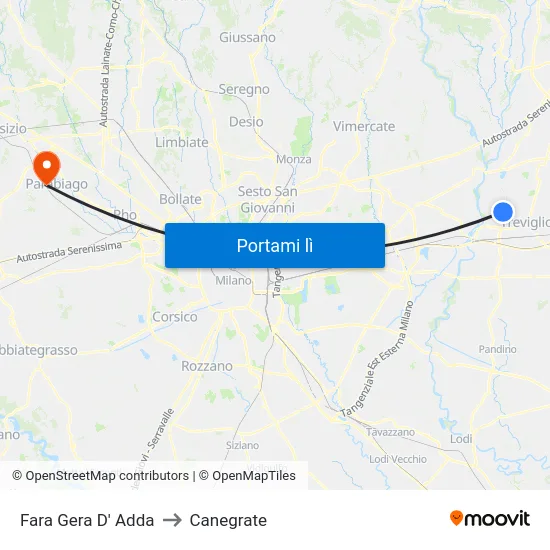 Fara Gera D' Adda to Canegrate map
