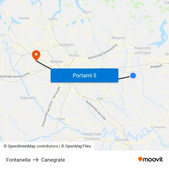 Fontanella to Canegrate map