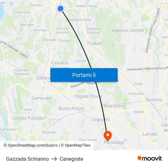 Gazzada Schianno to Canegrate map