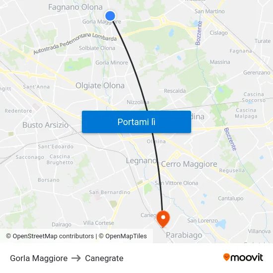 Gorla Maggiore to Canegrate map