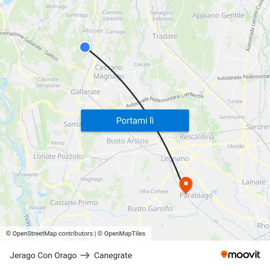 Jerago Con Orago to Canegrate map