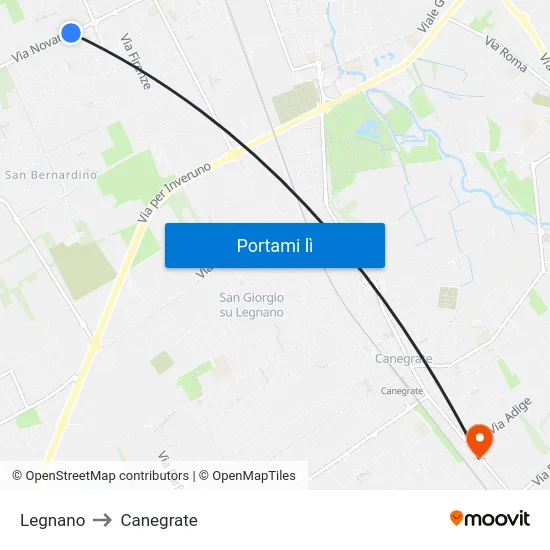 Legnano to Canegrate map
