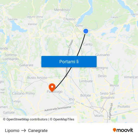 Lipomo to Canegrate map