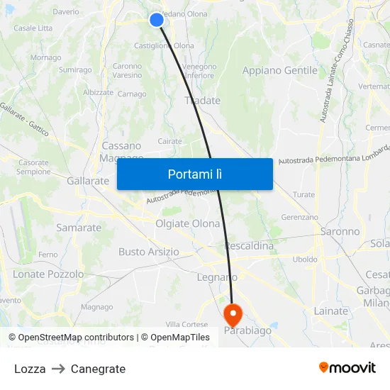 Lozza to Canegrate map