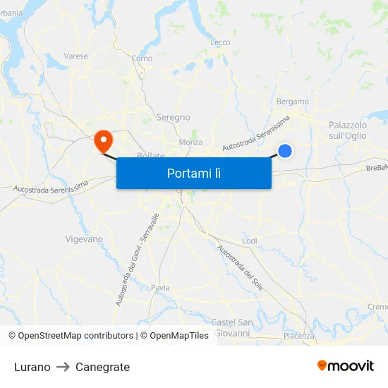 Lurano to Canegrate map