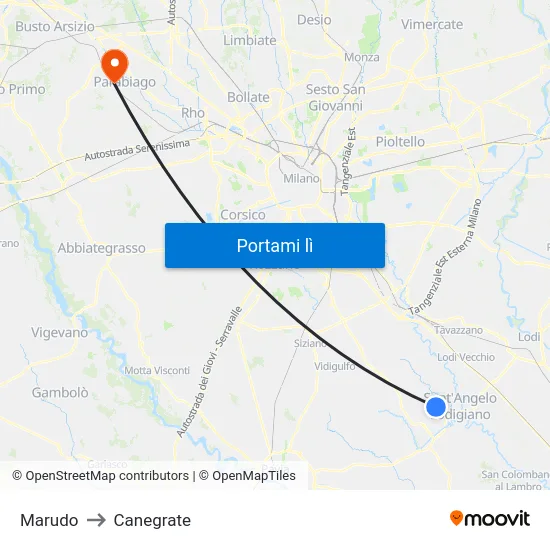 Marudo to Canegrate map