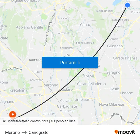 Merone to Canegrate map