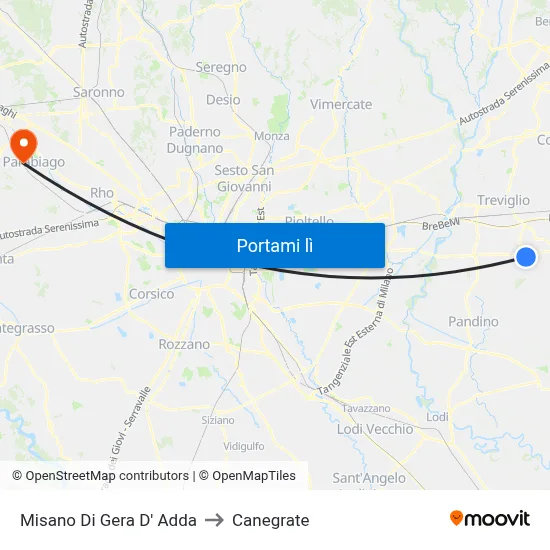 Misano Di Gera D' Adda to Canegrate map