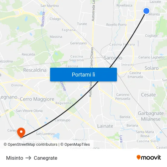 Misinto to Canegrate map