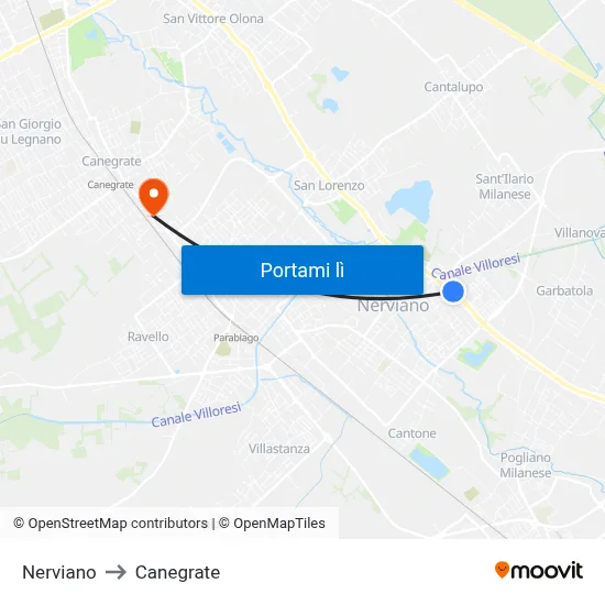 Nerviano to Canegrate map