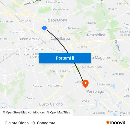 Olgiate Olona to Canegrate map