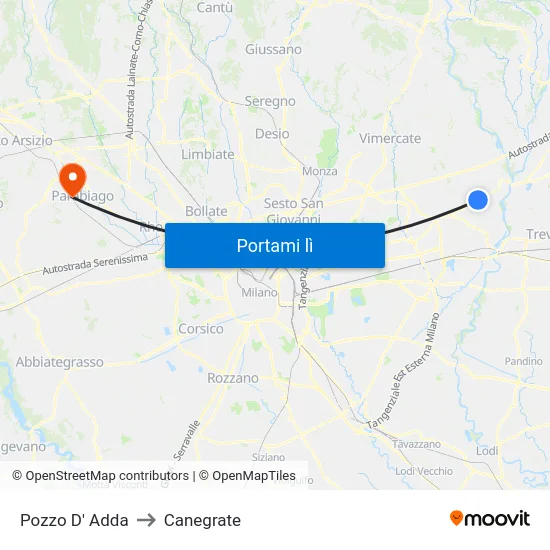 Pozzo D' Adda to Canegrate map