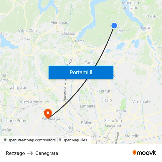 Rezzago to Canegrate map
