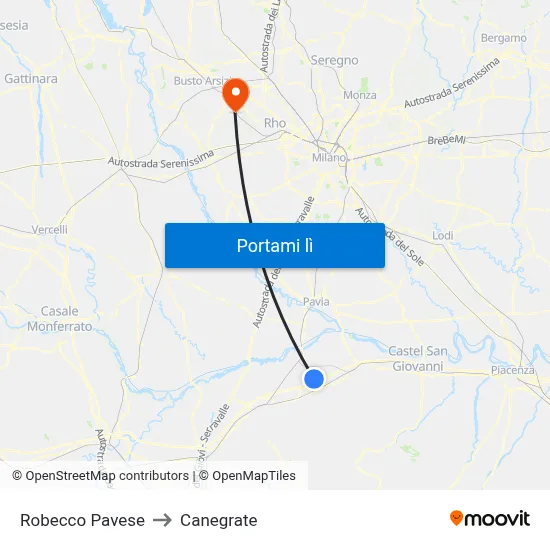 Robecco Pavese to Canegrate map