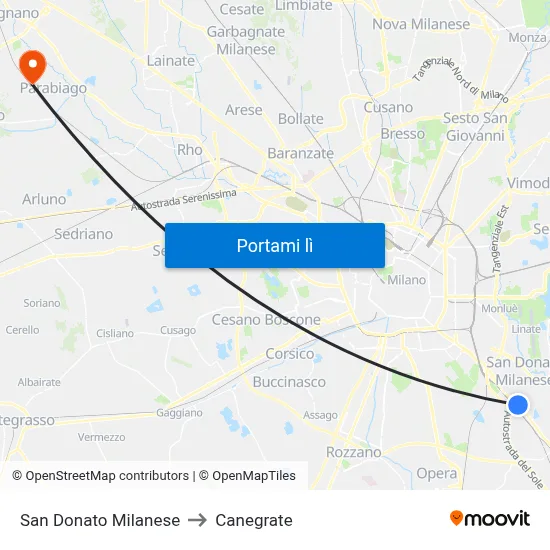 San Donato Milanese to Canegrate map
