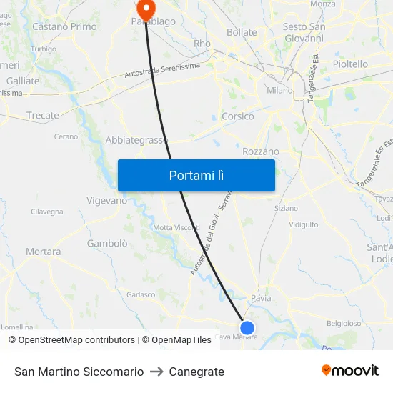 San Martino Siccomario to Canegrate map